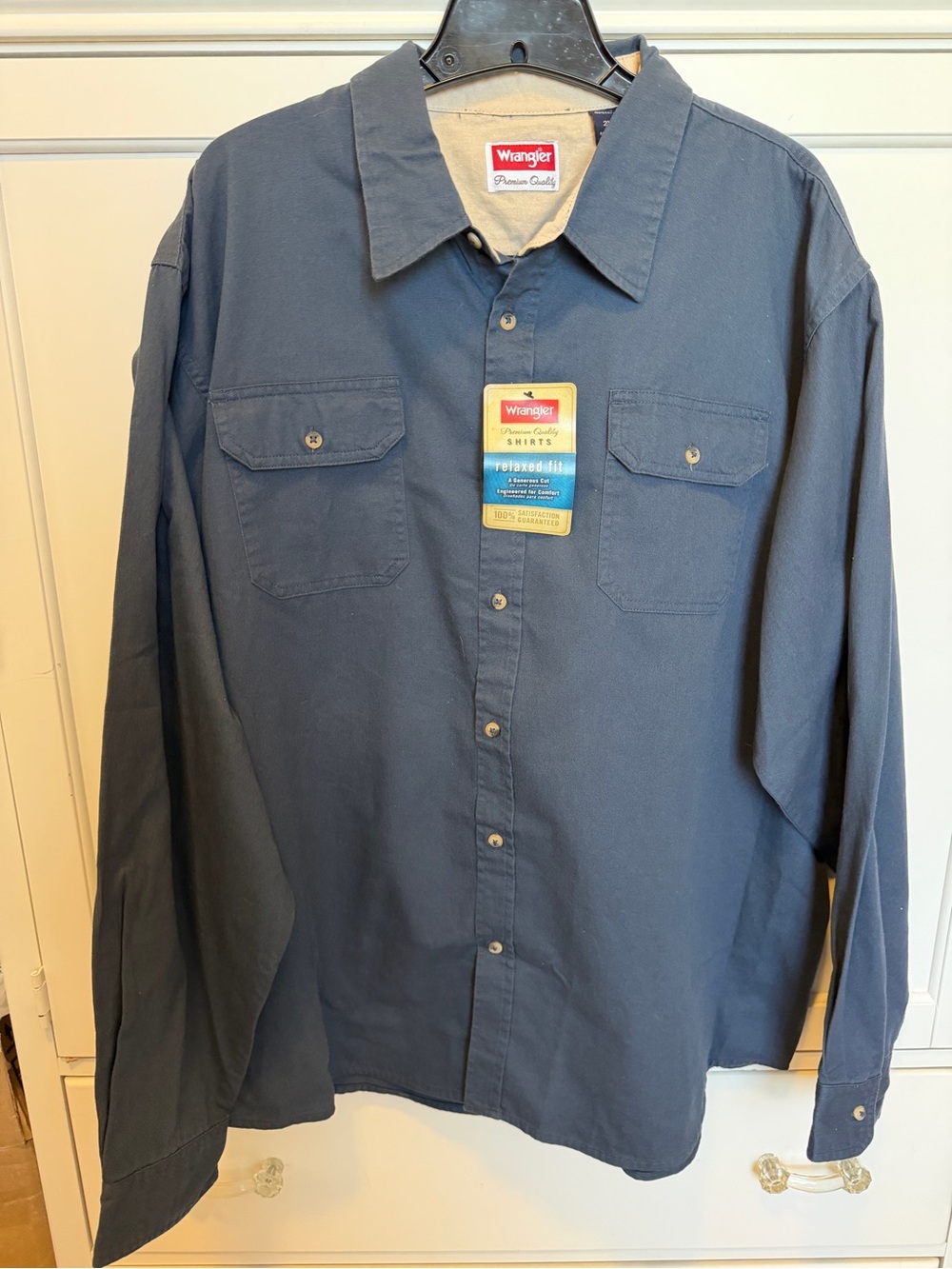 Wrangler Navy Blue Long-Sleeve Button-Down Work Shirt NWT 2XL